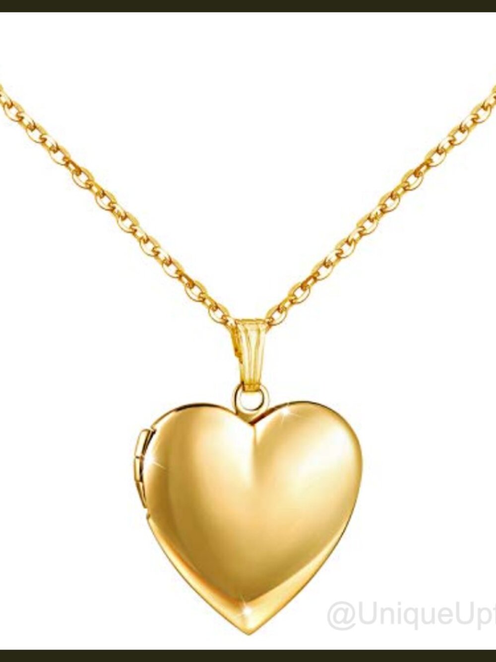 Love Heart Locket Necklace Gold Plated Stainless Steel Picture Photo Pendant